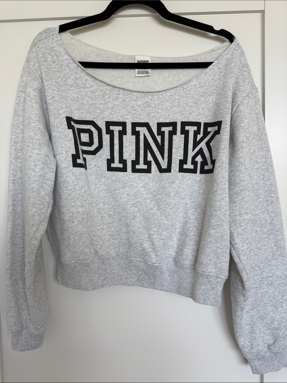 PINK Victoria's Secret Grey Pullover with Black Logo